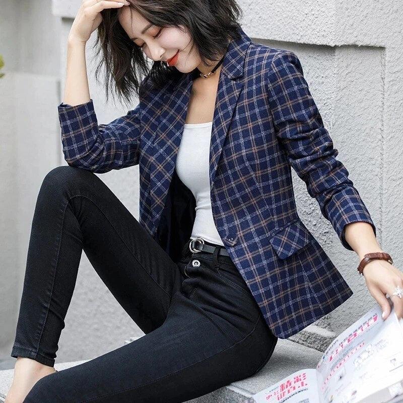 Blazer Feminino Xadrez Lady Woman - Diamond Store Outleet