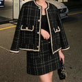 Conjunto Xadrez Casaco + Saia RetroElegance - Diamond Store Outleet